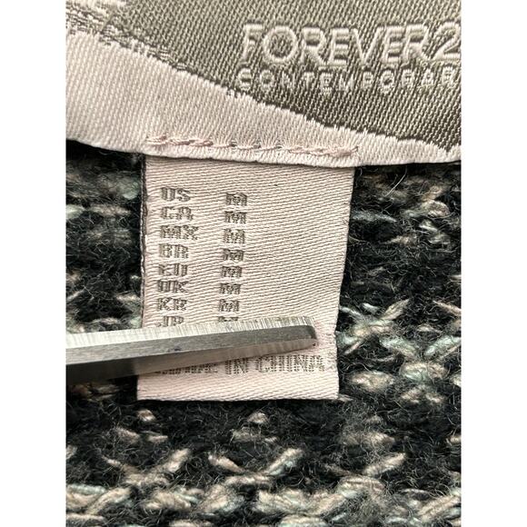 Forever 21 Wool‎ Blend Sweater Womens Medium Black Gray Zipper Details Heavy - Picture 4 of 6